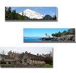 photos of Mt. Rainer, Puget Sound, Oxford, England